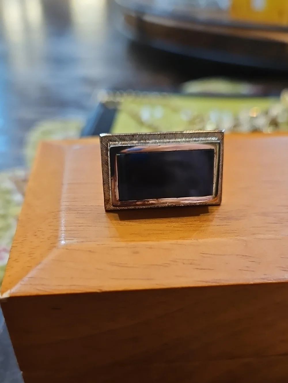 STERLING T2‎ Gold Tone Black Onyx Gray Mens Cufflinks